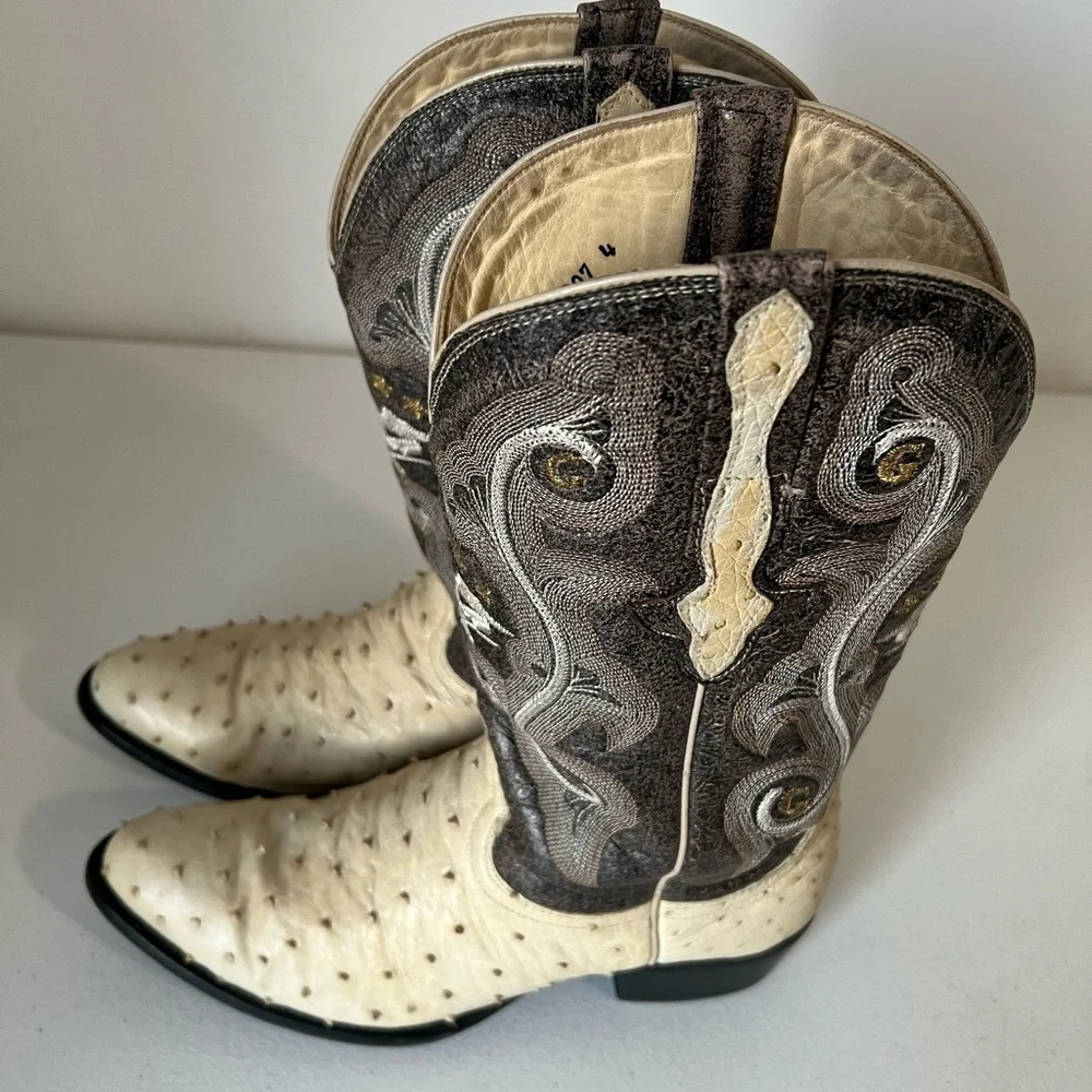 El General Genuine Ostrich Size 8.5 Boots + Matching Belt Wester Cowboy Men’s